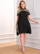  Plus Dot Mesh Yoke Guipure Lace Applique Dress