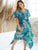 Plus Surplice Front Tropical Print Asymmetrical Hem Dress