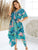 Plus Surplice Front Tropical Print Asymmetrical Hem Dress