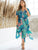 Plus Surplice Front Tropical Print Asymmetrical Hem Dress