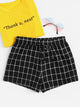 Plus Drawstring Waist Plaid Shorts