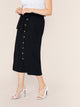 SHEIN Plus Button Front Paperbag Waist Belted Skirt