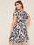 Plus Leopard Print Surplice Front Ruffle Hem Dress