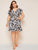 Plus Leopard Print Surplice Front Ruffle Hem Dress