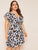 Plus Leopard Print Surplice Front Ruffle Hem Dress