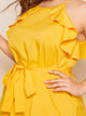 Plus Ruffle Trim Sleeveless Belted Midi Dress
