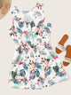 Plus Random Print Button Front Sleeveless Jumpsuit