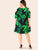 Plus Cold Shoulder Tropical Print Ruffle Hem Dress