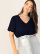 Plus V-neck Solid Top Without Choker