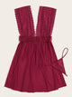 Plus Contrast Lace Knot Waist Dress With Thong