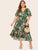 Plus Floral Print Ruffle Hem Wrap Belted Dress