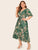 Plus Floral Print Ruffle Hem Wrap Belted Dress