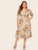 Plus Floral Print Wrap Knotted Dress