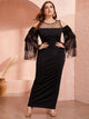  Plus Cold Shoulder Layered Dobby Mesh Sleeve Maxi Dress