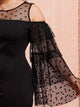  Plus Cold Shoulder Layered Dobby Mesh Sleeve Maxi Dress