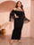  Plus Cold Shoulder Layered Dobby Mesh Sleeve Maxi Dress