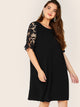 \Plus Solid Guipure Lace Sleeve Dress