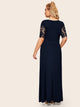 Plus Deep V-Neck Contrast Lace Sleeve Surplice Maxi Dress