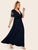 Plus Deep V-Neck Contrast Lace Sleeve Surplice Maxi Dress