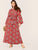  Plus Bell Sleeve Tribal Print Belted Maxi Dress