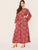  Plus Bell Sleeve Tribal Print Belted Maxi Dress