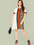  Plus Leopard Print Cut-and-sew Tunic Dress