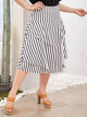 Plus Striped Ruffle Trim Skirt