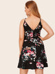 Plus Surplice Neck Floral Print Slip Dress