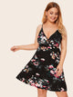 Plus Surplice Neck Floral Print Slip Dress