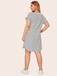 Plus Striped Curved Hem Tee Dress