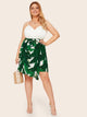 Plus Tropical Print Belted Cami Dress