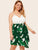 Plus Tropical Print Belted Cami Dress