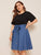 Plus Button Front Belted Denim Dress