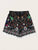 Plus Floral Print Tribal Contrast Lace Shorts