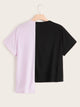 Plus Contrast Color Knot Asymmetrical Tee