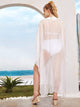 Plus Deep V Neck Appliques Sheer Cover Up