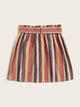 Plus Multicoloured Striped Button Front Skirt