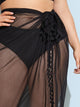 SHEIN Plus Tassel Trim Knot Sheer Mesh Cover Up Skirt