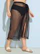 SHEIN Plus Tassel Trim Knot Sheer Mesh Cover Up Skirt
