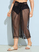 SHEIN Plus Tassel Trim Knot Sheer Mesh Cover Up Skirt