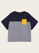  Plus Pocket Patched Striped Tee