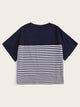  Plus Pocket Patched Striped Tee