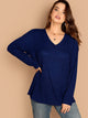  Plus V-Neck Rib Knit Solid Tee