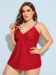 Plus V Neck Top With High Waist Tankini