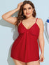 Plus V Neck Top With High Waist Tankini