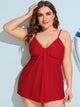 Plus V Neck Top With High Waist Tankini