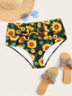 Plus Sunflower Print Knot Swimming Panty