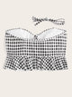 Plus Gingham Knot Front Swimming Top