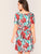 Plus Striped & Tropical Print Belted Dress