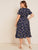 Plus V-neck Ditsy Floral Print Ruffle Hem Dress